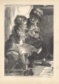 A Boy And Girl Sitting Before The Chimney