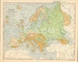Europe Physical Map Showing Natural Regions