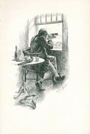 Seated By The Window A Pocket Telesope In His Hand