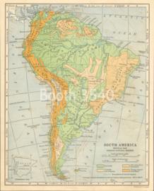 South America Physical Map Showing Natural Regions